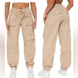 Hot Kiss Khaki Cargo Jogger Pants | Size Large Y2K